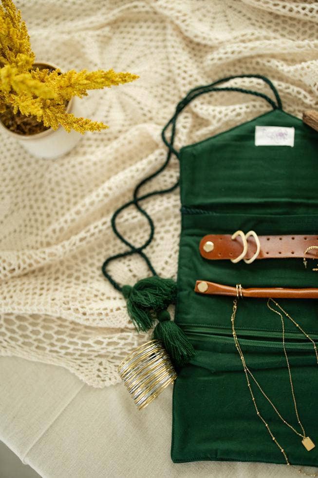 Emerald Velvet Jewelry Roll