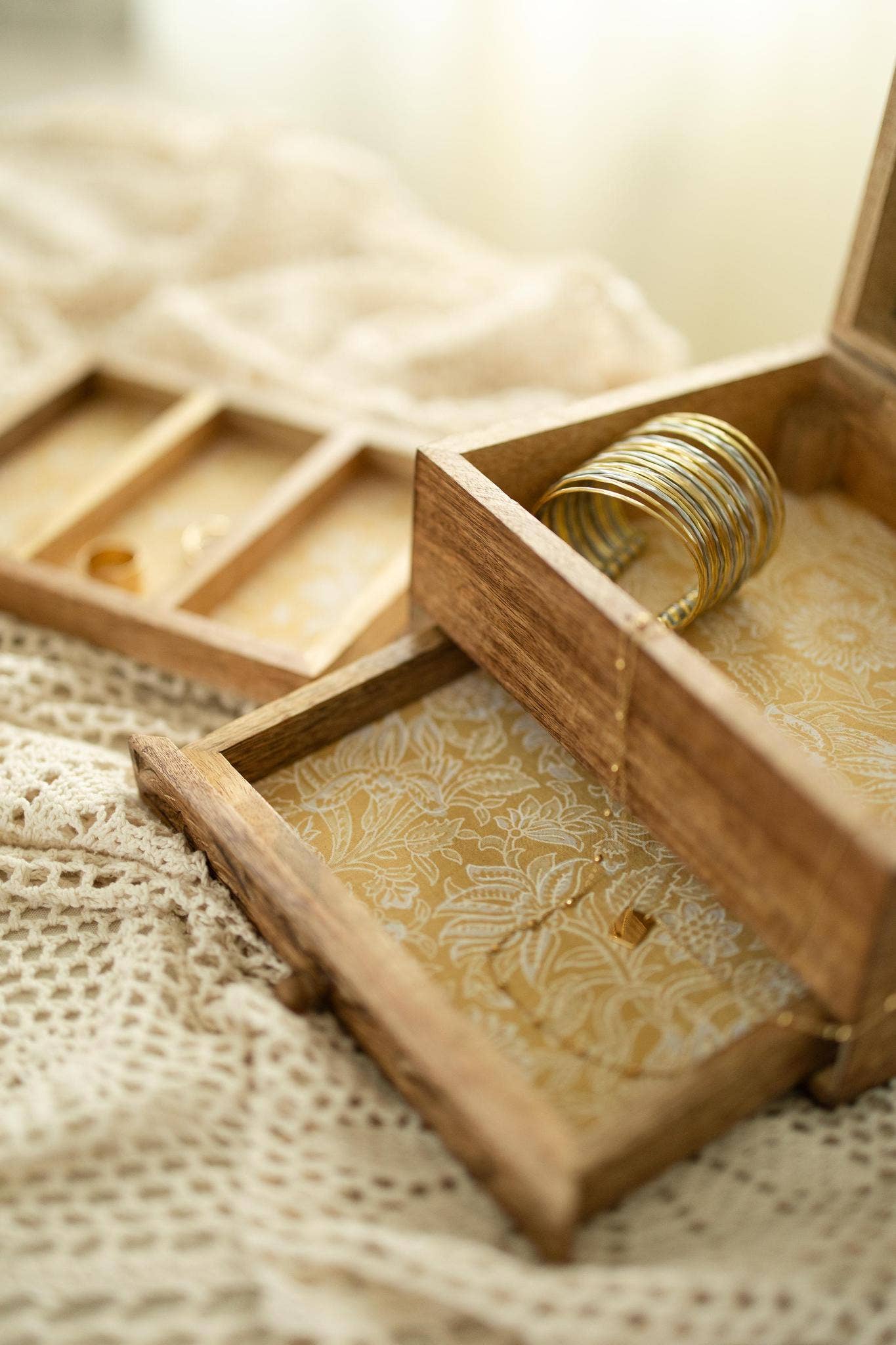 Hand-carved Mango Wood Jewelry Box